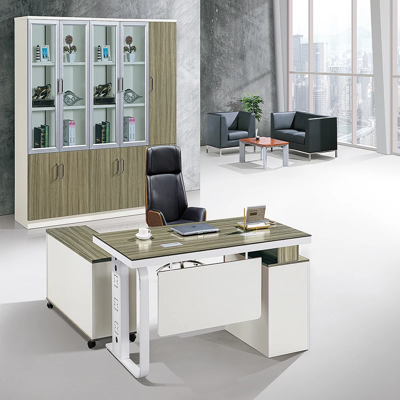 White gray fashionable office desk with separate drawer for wholesale supplier