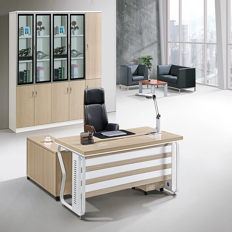 China Factory Apricot sleek office desks with fresh design for manager