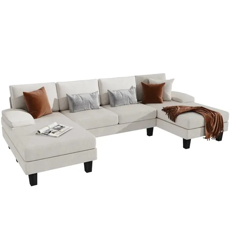 3-Piece White Simple and Durable Sectional Sofa