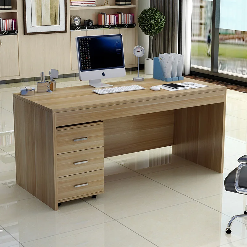 Apricot modern manager desk in a apricot color with drawers for storage