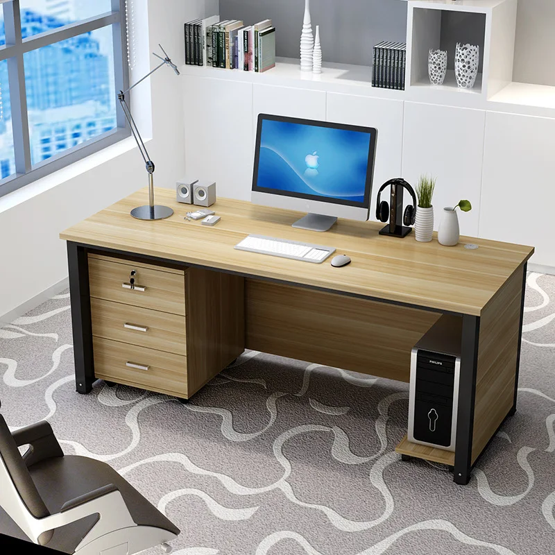 Contemporary Wood Office Desk with Drawer for Natural Office Aesthetics