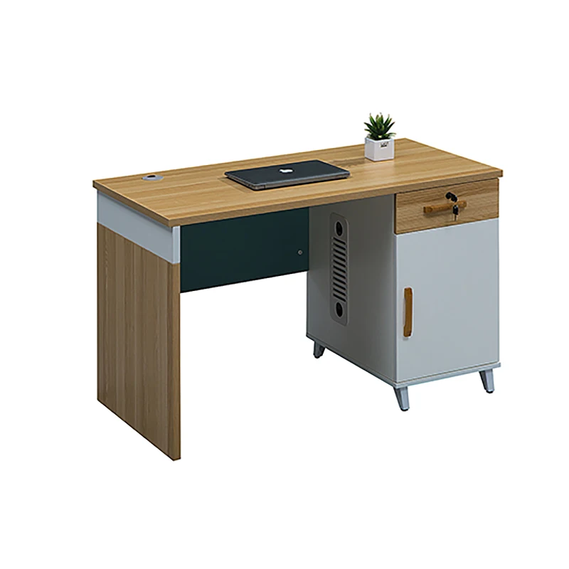 Factory Direct Sale Apricot simple desk with storage and drawers for one person