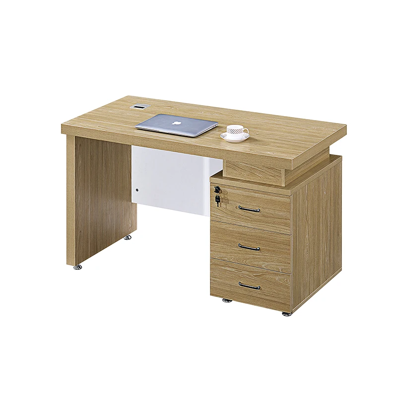 Factory Direct Sale Simple modern desk in original wood with lockable storage