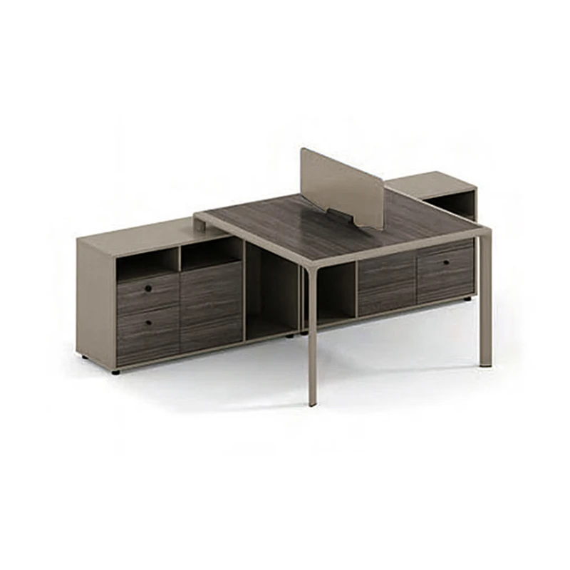 Factory Price Brown staff office desk with modern design for 2 people