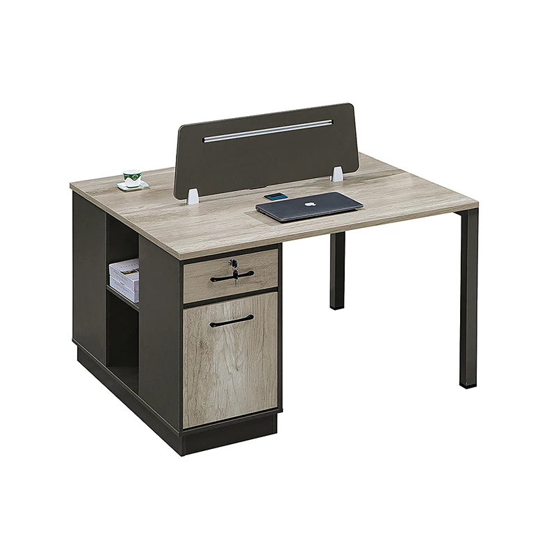 Customized professional 2 people Natural wood color Industrial Style Office Desk